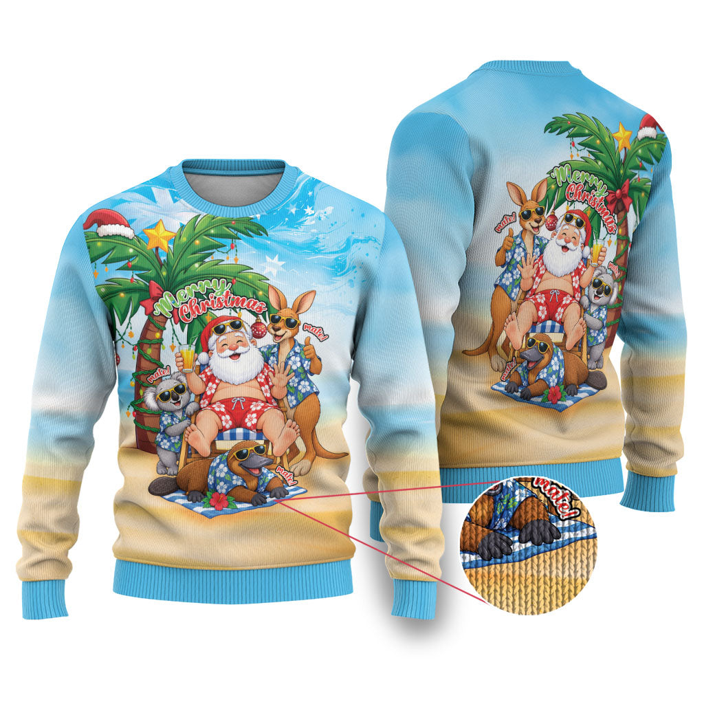 Aussie Christmas Ugly Christmas Sweater Santa Summer Vibes