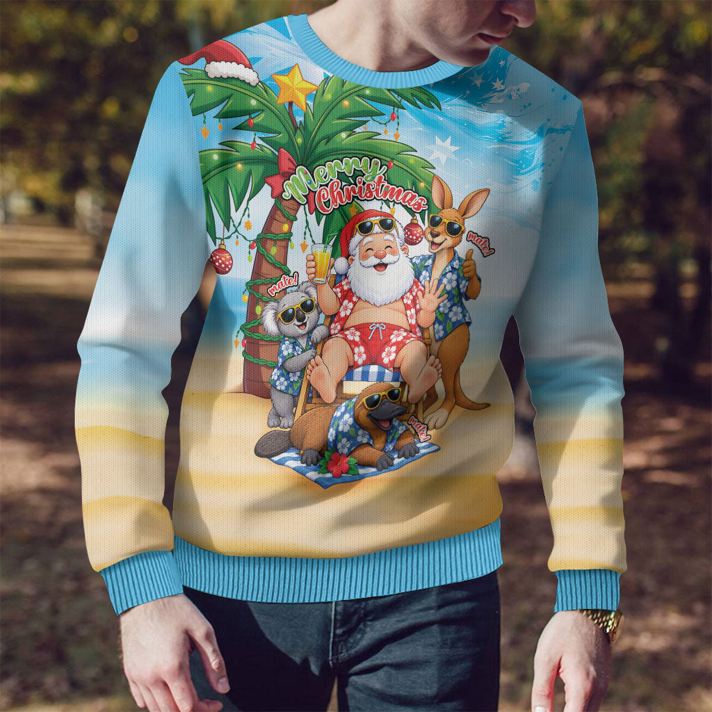 Aussie Christmas Ugly Christmas Sweater Santa Summer Vibes