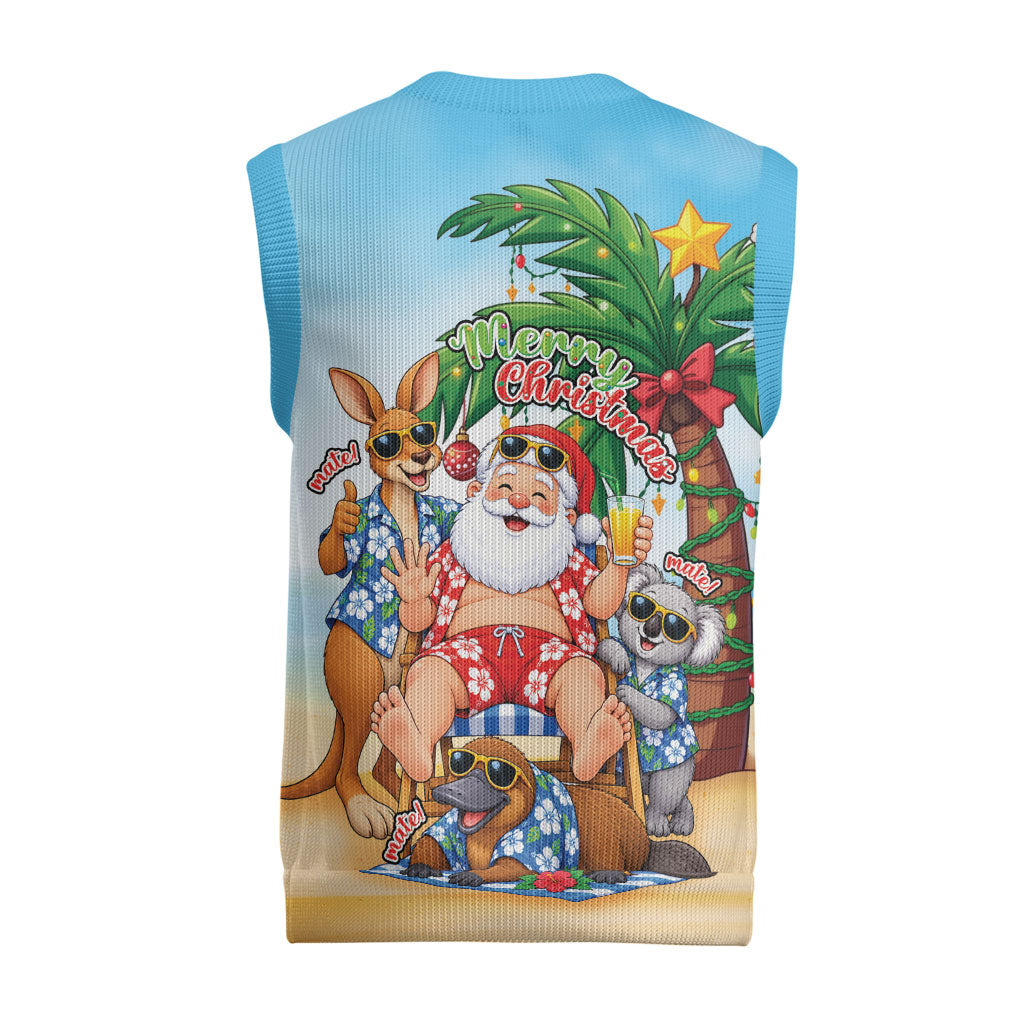 Aussie Christmas Knitted V-Neck Vest Santa Summer Vibes