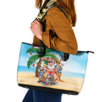 Aussie Christmas Leather Tote Bag Santa Summer Vibes
