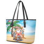Aussie Christmas Leather Tote Bag Santa Summer Vibes