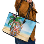 Aussie Christmas Leather Tote Bag Santa Summer Vibes