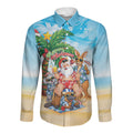 Aussie Christmas Long Sleeve Button Shirt Santa Summer Vibes