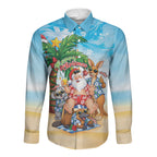 Aussie Christmas Long Sleeve Button Shirt Santa Summer Vibes