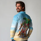 Aussie Christmas Long Sleeve Polo Shirt Santa Summer Vibes