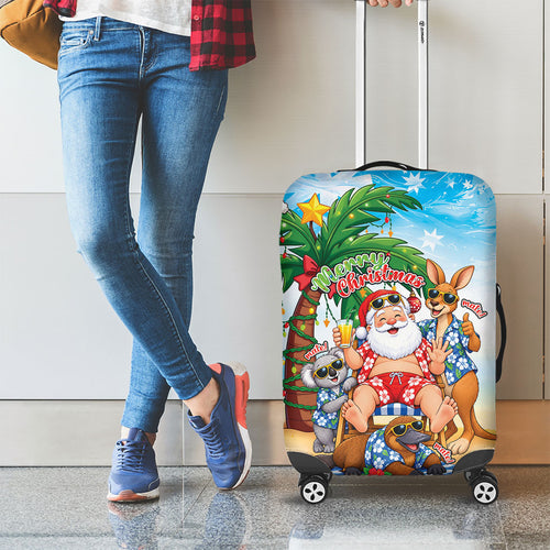Aussie Christmas Luggage Cover Santa Summer Vibes