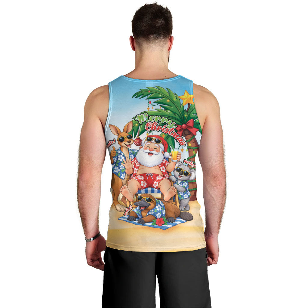 Aussie Christmas Men Tank Top Santa Summer Vibes