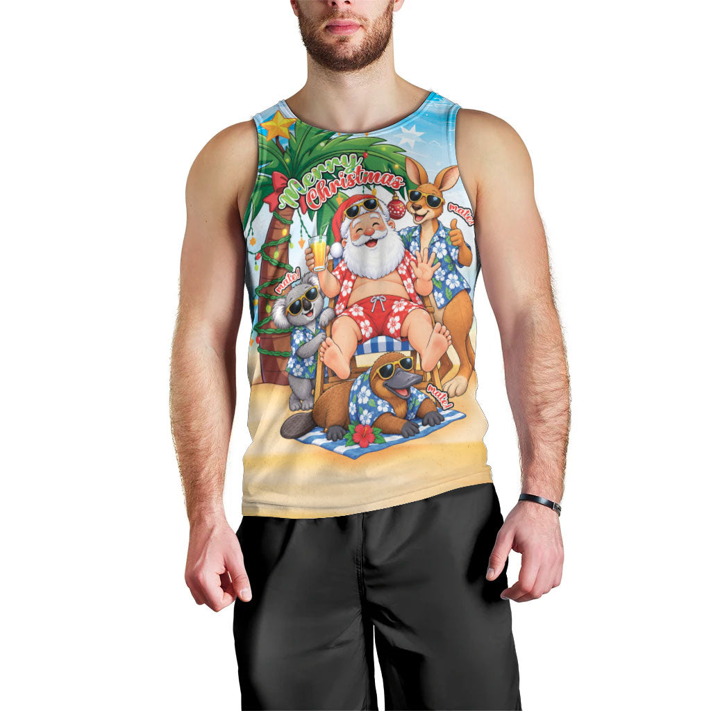 Aussie Christmas Men Tank Top Santa Summer Vibes