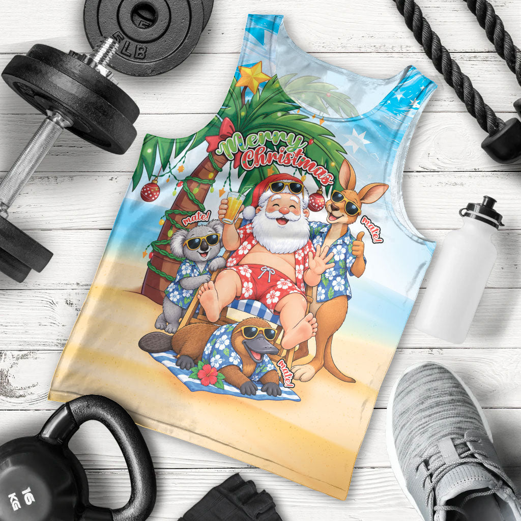 Aussie Christmas Men Tank Top Santa Summer Vibes