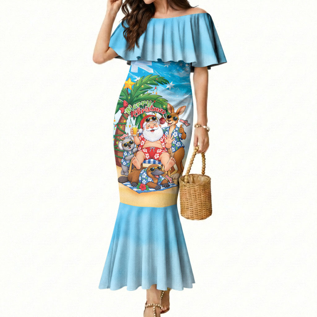 Aussie Christmas Mermaid Dress Santa Summer Vibes