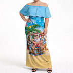 Aussie Christmas Off Shoulder Maxi Dress Santa Summer Vibes