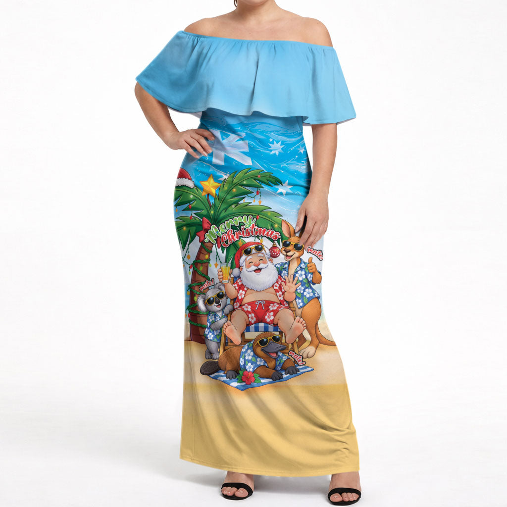 Aussie Christmas Off Shoulder Maxi Dress Santa Summer Vibes
