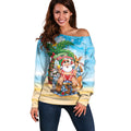 Aussie Christmas Off Shoulder Sweater Santa Summer Vibes