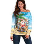 Aussie Christmas Off Shoulder Sweater Santa Summer Vibes