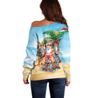 Aussie Christmas Off Shoulder Sweater Santa Summer Vibes
