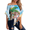 Aussie Christmas Off Shoulder Wrap Waist Top Santa Summer Vibes