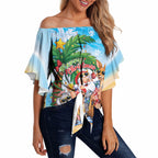 Aussie Christmas Off Shoulder Wrap Waist Top Santa Summer Vibes
