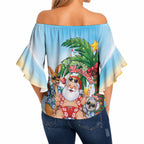 Aussie Christmas Off Shoulder Wrap Waist Top Santa Summer Vibes