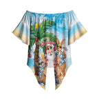 Aussie Christmas Off Shoulder Wrap Waist Top Santa Summer Vibes