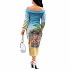 Aussie Christmas Off The Shoulder Long Sleeve Dress Santa Summer Vibes