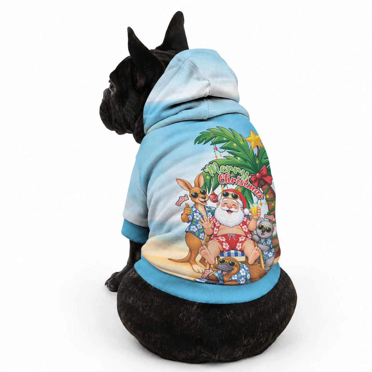 Aussie Christmas Pet Hoodie Santa Summer Vibes