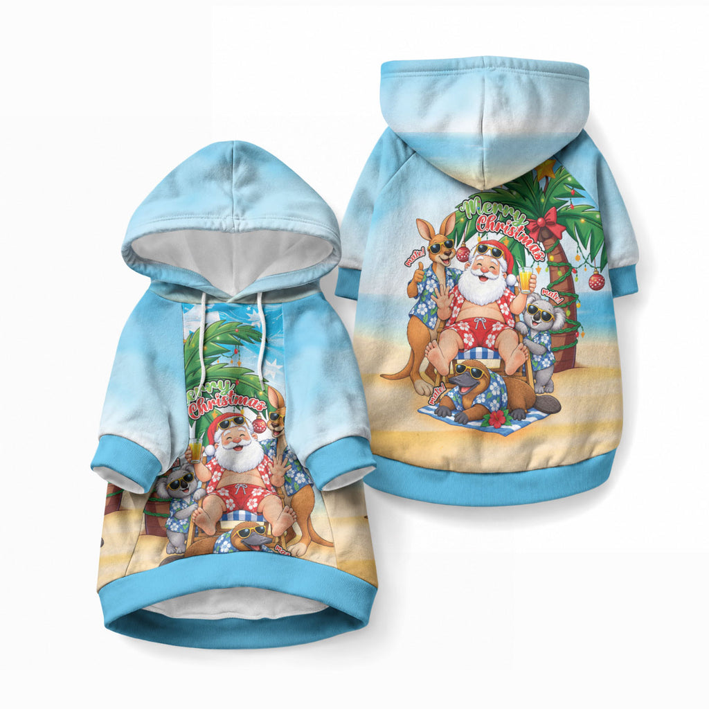 Aussie Christmas Pet Hoodie Santa Summer Vibes