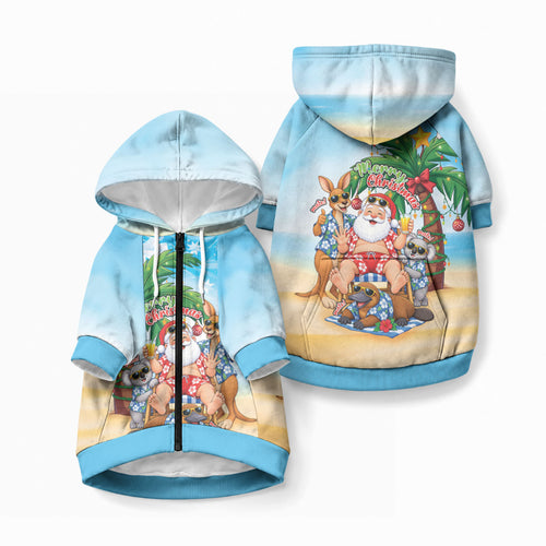 Aussie Christmas Pet Hoodie Santa Summer Vibes