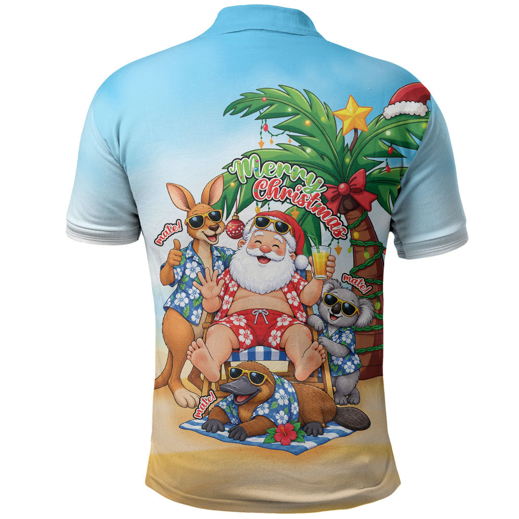 Aussie Christmas Polo Shirt Santa Summer Vibes