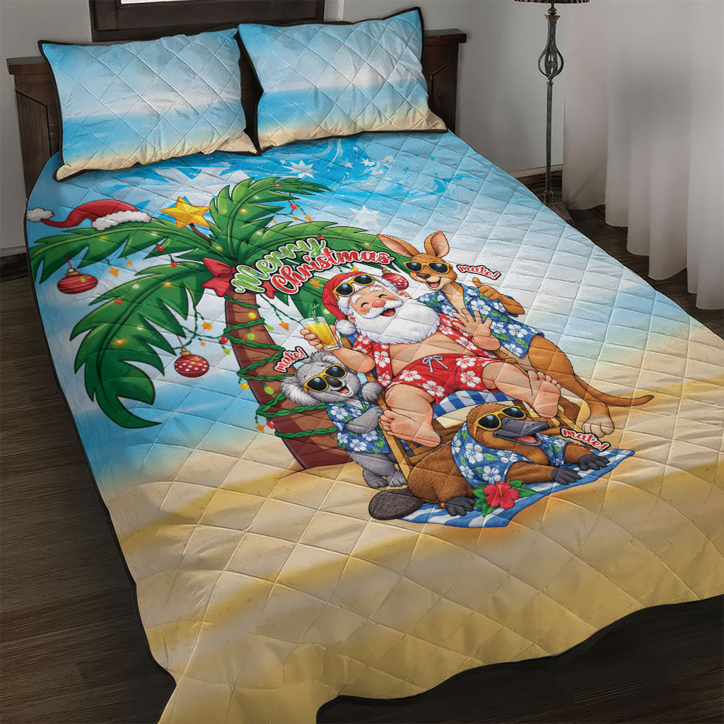 Aussie Christmas Quilt Bed Set Santa Summer Vibes