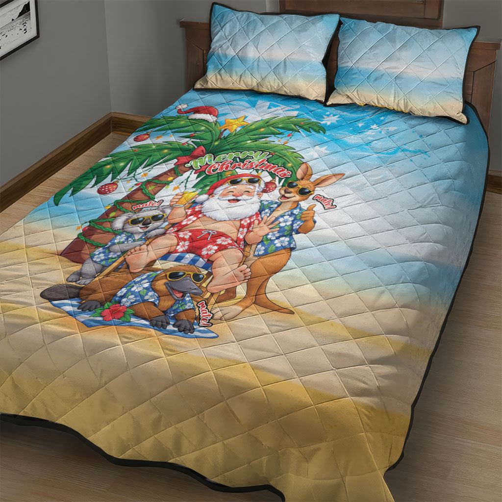 Aussie Christmas Quilt Bed Set Santa Summer Vibes