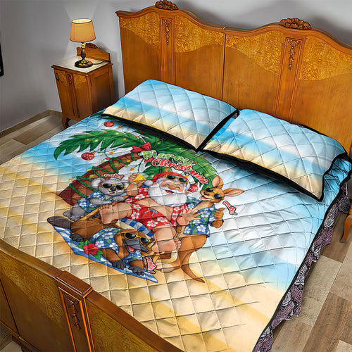 Aussie Christmas Quilt Bed Set Santa Summer Vibes