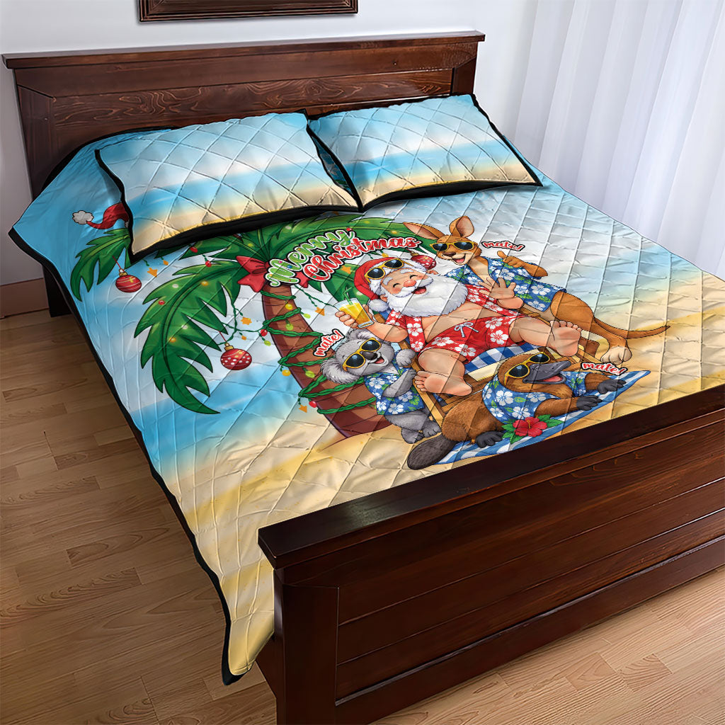 Aussie Christmas Quilt Bed Set Santa Summer Vibes