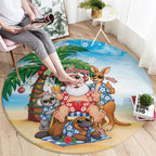 Aussie Christmas Round Carpet Santa Summer Vibes