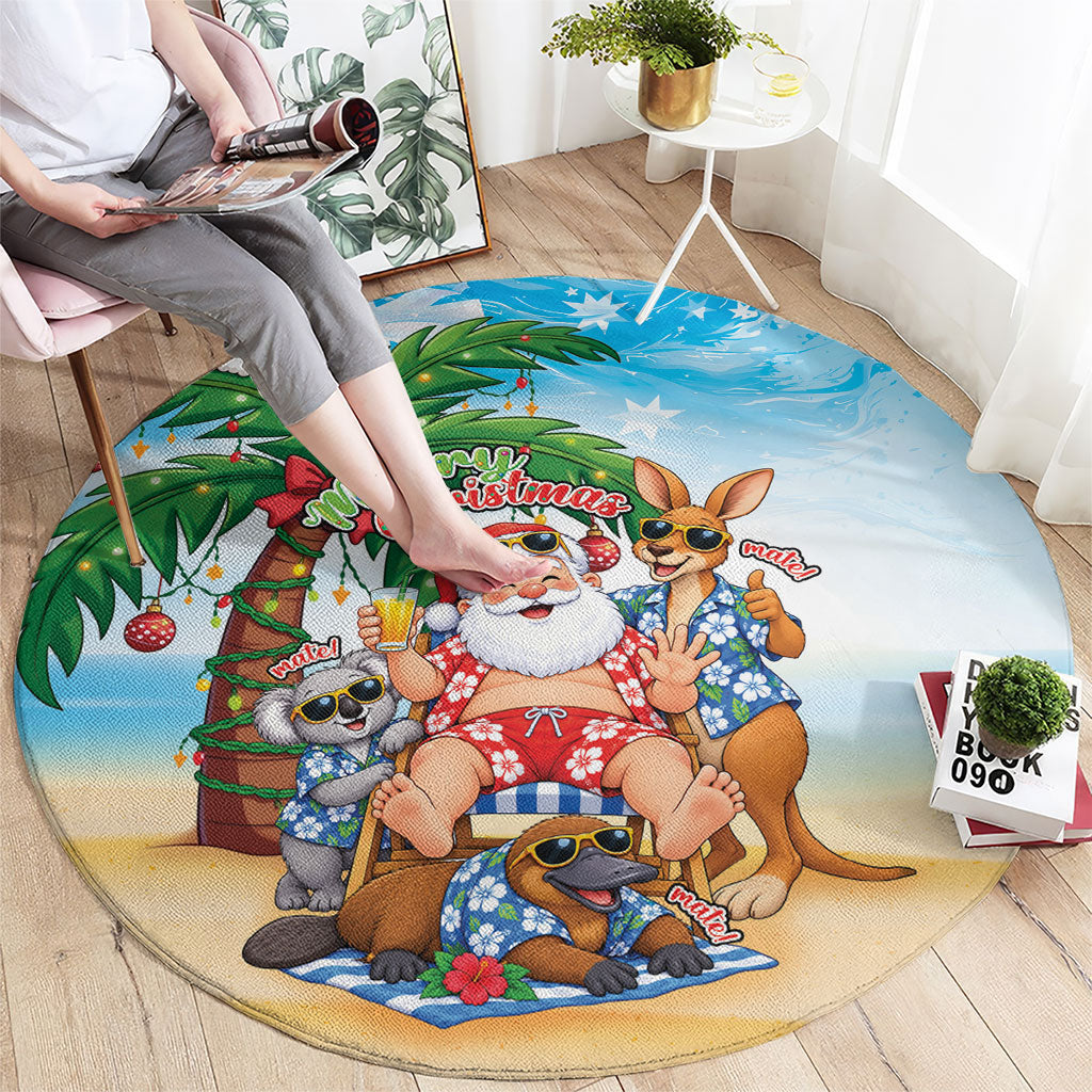 Aussie Christmas Round Carpet Santa Summer Vibes