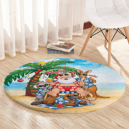 Aussie Christmas Round Carpet Santa Summer Vibes