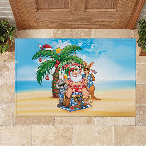 Aussie Christmas Rubber Doormat Santa Summer Vibes