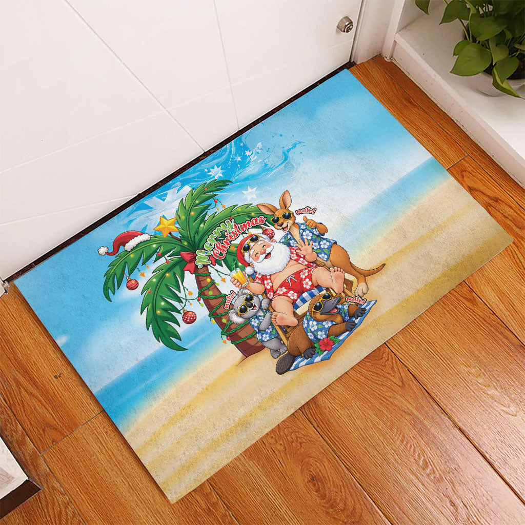 Aussie Christmas Rubber Doormat Santa Summer Vibes