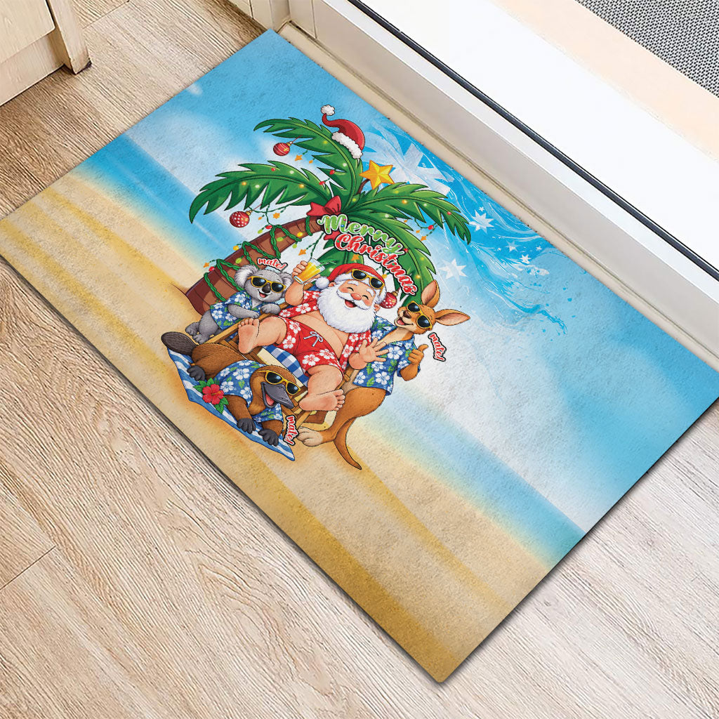 Aussie Christmas Rubber Doormat Santa Summer Vibes