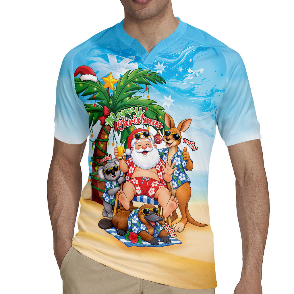 Aussie Christmas Rugby Jersey Santa Summer Vibes