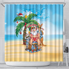 Aussie Christmas Shower Curtain Santa Summer Vibes