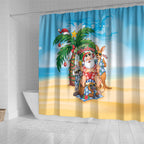 Aussie Christmas Shower Curtain Santa Summer Vibes
