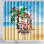 Aussie Christmas Shower Curtain Santa Summer Vibes
