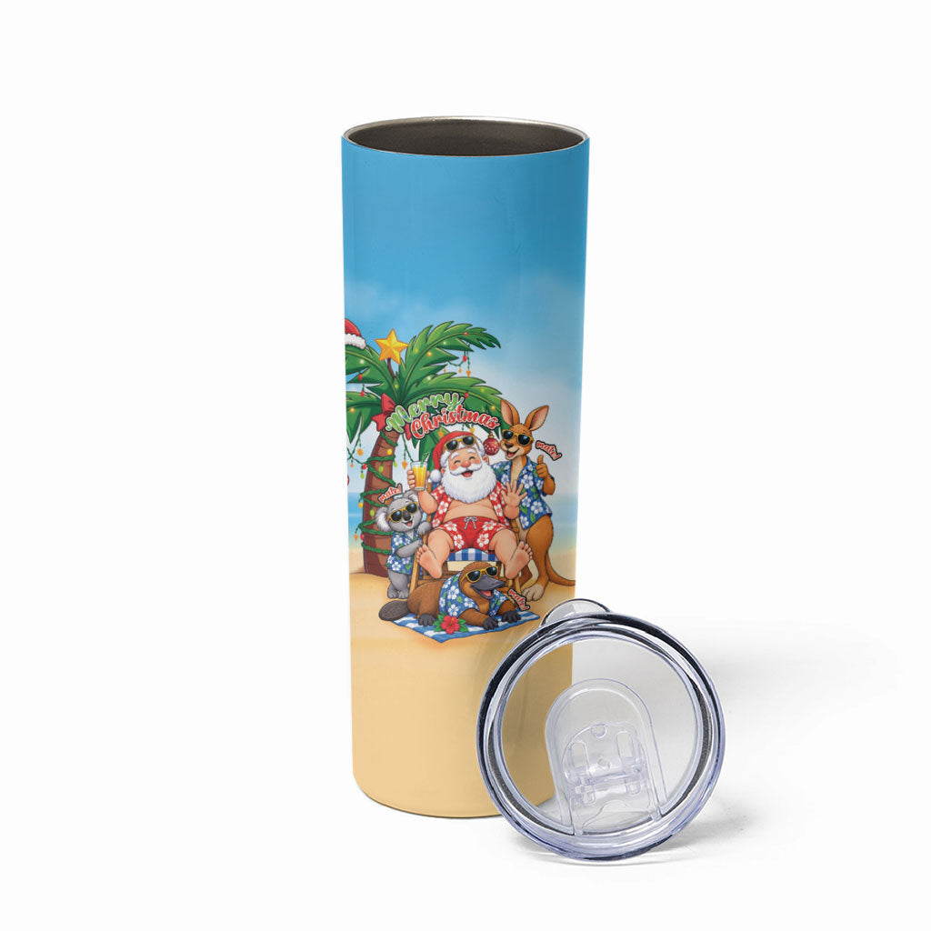 Aussie Christmas Skinny Tumbler Santa Summer Vibes