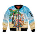 Aussie Christmas Sleeve Zip Bomber Jacket Santa Summer Vibes