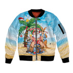 Aussie Christmas Sleeve Zip Bomber Jacket Santa Summer Vibes