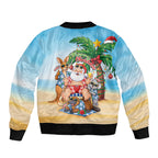Aussie Christmas Sleeve Zip Bomber Jacket Santa Summer Vibes