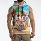 Aussie Christmas Sleeveless Hoodie Santa Summer Vibes