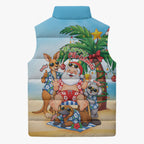 Aussie Christmas Sleeveless Puffer Jacket Santa Summer Vibes