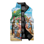 Aussie Christmas Sleeveless Puffer Jacket Santa Summer Vibes