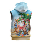 Aussie Christmas Sleeveless Zip Hoodie Santa Summer Vibes